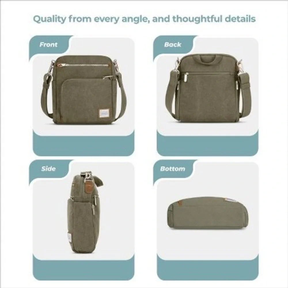 Gorpcore Travelon Heritage Tour Bag Anti-Theft Canvas Crossbody Green
